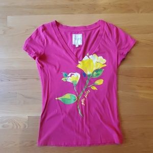 Pink Gilly Hicks top with painted yellow flower